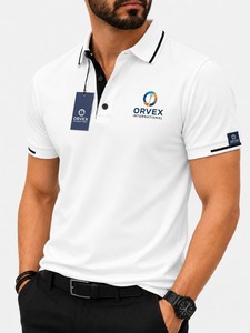 เสื้อกอล์ฟผู้ชายแขนสั้นผ้าฝ้ายถักแบบสั่งทำขายส่ง 100% ระบายอากาศได้ดี ไม่ยับ - Product Image 4