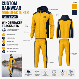 Chándal Unisex Amarillo con Capucha, Cremallera, Manga Larga, Deportivo, para Correr, con Bolsillos Laterales, Logotipo Personalizado, Impermeable, 100% Poliéster - Product Image 4