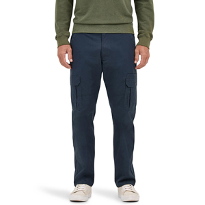 Men's Navy Blue Cargo <b>Pants</b> <b>Straight</b> <b>Leg</b> Elastic Waist Multiple Pockets Casual Canvas Trousers Autumn Wear - Product Image 1