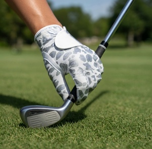 Gant de golf léopard en cuir Cabretta, performance patriotique pour golfeur, main gauche, fermeture éclair, unisexe, gants de sport de haute qualité, fabrication OEM - Product Image 2