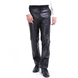 <b>Mens</b> Glossy Shiny Leather Pants <b>Men</b> <b>Pleated</b> PU Leather Streetwear Loose Ruched Casual <b>Trousers</b> Custom Punk Leather <b>Trousers</b> - Product Image 1