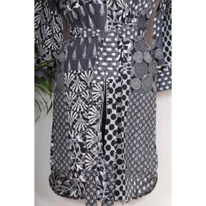 Robe de soirée midi pour femme, respirante, écologique, 100% coton, imprimé floral, manches 3/4, col en V, boutonnée, à découpes numériques - Product Image 6