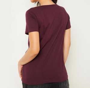 <b>Men's</b> <b>Burgundy</b> Ribbed U Neck Short Sleeve T-<b>Shirt</b> 100% Cotton Breathable Anti-Wrinkle Casual Digital Printing - Product Image 3