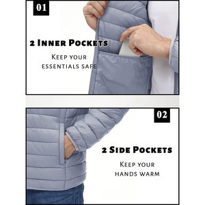 New Design Men Lightweight Puffer <b>Jacket</b> Stand Collar Water Resistant Windbreaker Full Zip <b>Warm</b> Outdoor Work Casual Winter Coat - Product Image 2