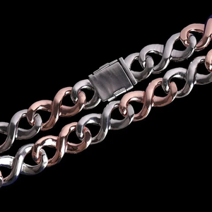 Chaîne cubaine en moissanite 16 mm, en argent sterling 925, forme corde, entièrement sertie, bicolore - Product Image 5