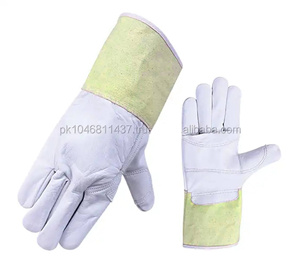 Gants de sécurité industriels en cuir de chèvre JNM SAFETY de qualité supérieure, résistants à la chaleur, avec manchette en toile pour soudeurs TIG - Product Image 2