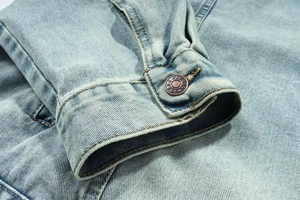 Sudadera con capucha de mezclilla extragrande bordada para hombre, con forro polar y efecto desgastado, estilo urbano, fabricante OEM - Product Image 3