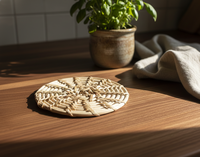 Sous-verre rustique en rotin tressé de 4 pouces, antidérapant, finition naturelle, fait main en Inde, pour la maison, les cafés, les mariages, les banquets, lavable, écologique
