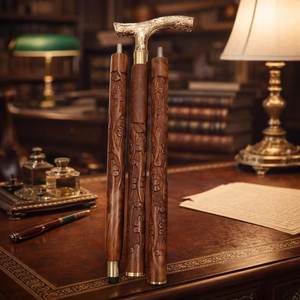 Bastón de madera ajustable de 3 secciones con mango de latón pulido de alta calidad, estilo Art Deco, para personas mayores, precio al por mayor por UO - Product Image 6