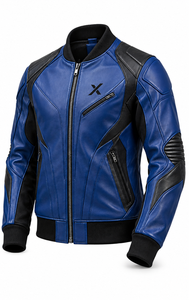 Blouson de moto en cuir style bomber |   Noir Bleu Orange Teal |   Fabricant OEM ODM |   Qualité de conception haut de gamme |   Vêtements de course | - Product Image 2