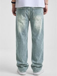 Men's Straight Leg Denim Jeans High Waist Loose Fit Stonewashed Cotton Casual Style Spring Wear - Product Image 2