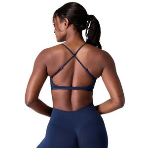 Navy Blue Women's <b>Open</b> Back Sports <b>Bra</b> Medium Support Gym Fitness Yoga Workout Stretch Athletic Activewear Training Wear - Product Image 2