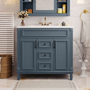 Mobile Bagno Moderno da 36 Pollici con Lavabo Singolo, 2 Ante e 2 Cassetti con Chiusura Ammortizzata - Product Image 2