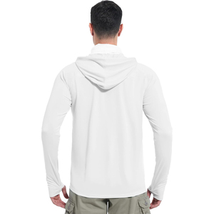 Nouveauté : Chemise de pêche à manches longues pour homme avec capuche, protection solaire UPF 50, anti-UV, séchage rapide, avec masque facial, bleu - Product Image 5