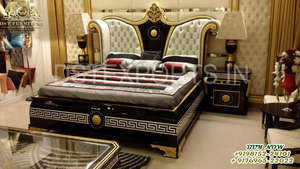 ชุดเฟอร์นิเจอร์ห้องนอนแกะสลักคู่ดีลักซ์,เฟอร์นิเจอร์เตียงและห้องนอนเตียงดีไซน์วิลล่าแกรนด์พร้อมสตูลข้าง - Product Image 4