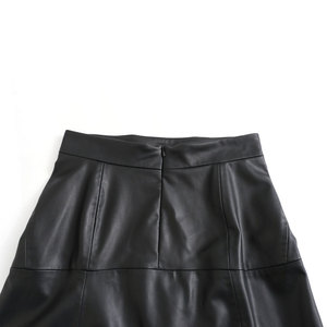 Salva Leather Women's High Waist PU Leather <b>Pencil</b> <b>Skirt</b> Solid Color Side <b>Slit</b> Mid-Calf Breathable Elegant Design Autumn - Product Image 5