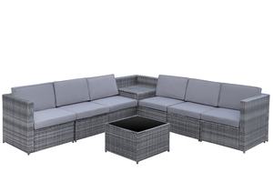 SF00003 Usine directe au Vietnam, Ensemble de salon moderne en rotin 8 pièces pour l'extérieur avec coussins pour salon et hôtel - Product Image 4