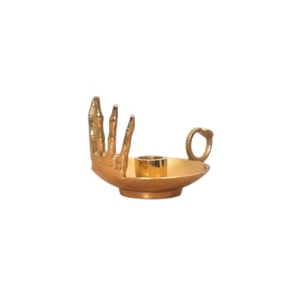 Candelabro de Mano de Esqueleto de Metal Dorado Vintage, Decoración de Mesa Gótica para Halloween - Product Image 1