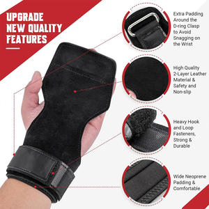 Ergonomic Leather Gym Carbon Fiber Gymnastics Hand Grips for Lifting Calleras Crossfitness Grips for Pull-Ups <b>Strength</b> <b>Training</b> - Product Image 6