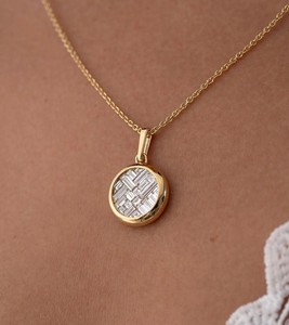 Customize Men's 14K <b>Solid</b> <b>Gold</b> Lab-Grown Diamond Bezel Set Baguette Cut Moissanite 5.50CT IGI Certified <b>Pendant</b> Rounded Golden - Product Image 5