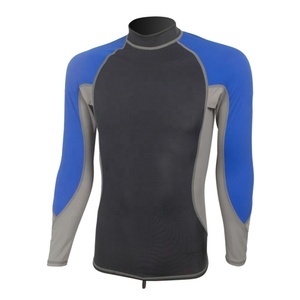 <b>Men's</b> Long Sleeve Rash Guard <b>Turtleneck</b> Neoprene Jersey Color Blocked <b>Red</b> Black Gray Moisture Wicking UV Protection Summer - Product Image 2