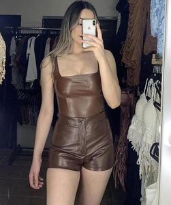 Ensemble combinaison et mini-jupe en cuir PU moulant pour femme, style latex, directement de l'usine, idéal pour clubbing, tenue de nuit ou soirée - Product Image 6