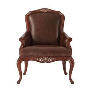 Chaise de salle à manger minimaliste en teck massif, chaise rembourrée en tissu ivoire de qualité supérieure 0304436 - Product Image 1