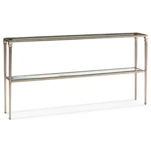 Mesa de Metal de acero inoxidable de lujo, muebles para banquetes de boda, mesa de consola de Metal de lujo de alta calidad, acabado dorado, Exportación - Product Image 1