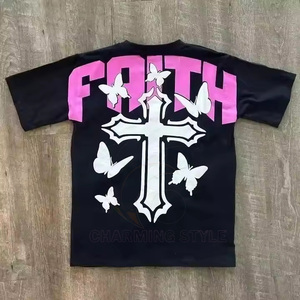 Camiseta Corta Oversize de Algodón Desgastado Negro con Lavado Ácido, Gráficos y Estilo Boxy de Alta Calidad Personalizada - Product Image 2
