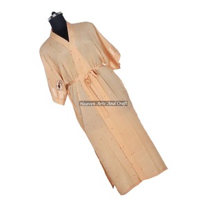KL005 Winter Autumn Bohemian Vintage Sari Kimono Long <b>Robe</b> Nightgown for <b>Women</b> Blended Poly Silk Quick <b>Dry</b> Drawstring Closure - Product Image 2