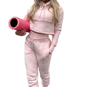 Chándal de algodón de lana para mujer, logotipo propio personalizado, bloque de Color de moda/ropa deportiva lisa, conjunto de 2 piezas, traje deportivo para hombre/mujer, chándales para hombre, conjunto de pantalones de chándal para correr de dos piezas - Product Image 1