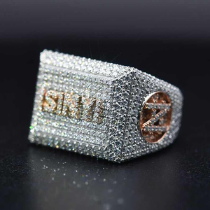 Moissanite Signet <b>Ring</b> Iced Out Luxury Hip Hop Statement Jewelry Mens Fashion <b>Ring</b> - Product Image 6