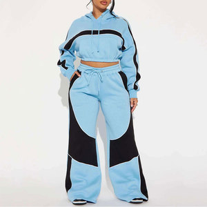 Ensemble de survêtement décontracté deux pièces pour femme, sweat-shirt court imprimé et pantalon de jogging, service OEM avec logo personnalisé, vente en gros - Product Image 1