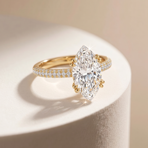 Anillo de Lujo de Oro de 10Kt, 14Kt, 18Kt con Baño de Rodio y Diamante Cultivado en Laboratorio de Corte Marquesa de 4ct para Mujer, para Boda, Compromiso, Aniversario - Product Image 1