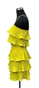 <b>Women's</b> <b>Yellow</b> Ruffle Strapless Tank <b>Top</b> Casual Chiffon Layered Sleeveless <b>Top</b> Solid Color Woven Fabric - Product Image 3