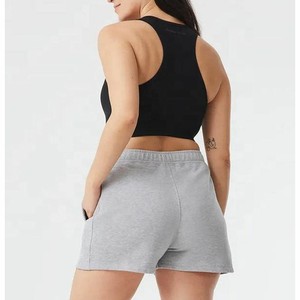 Shorts de Cintura Alta 100% Algodón para Mujer, Color Sólido, para Gimnasio, Entrenamiento, Running, Fitness, Ejercicio, con Bolsillos, OEM, ODM - Product Image 3