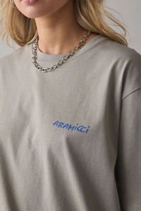 เสื้อยืดคอกลมแขนสั้นทรงโอเวอร์ไซส์ผ้าเจอร์ซีย์พิมพ์ลายตัวอักษรผ้าฝ้ายสำหรับผู้หญิง - Product Image 3