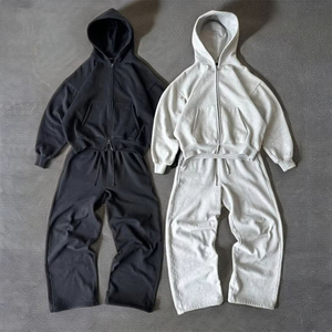 Wholesale Custom Logo Sweatsuit Luxury Plain Blank Baggy Jogger Sweatpants and Hoodies Set Custom Ou - Product Image 2