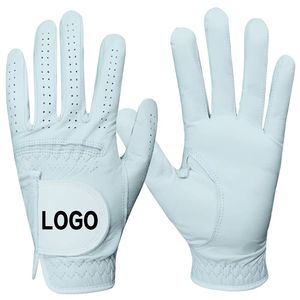 Gant de golf en cuir Cabretta blanc respirant avec fermeture auto-agrippante, main droite, unisexe, personnalisable avec logo - Product Image 5