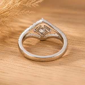 Elegant Princess And Round Cut Diamond Split Shank Ring Solitaire With Accents Half Eternity VVS Lab Grown Diamonds Ring for Her - Product Image 4