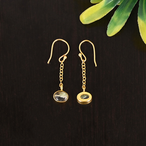 Pendientes Minimalistas de Plata de Ley 925 con Piedra Preciosa de Pirita Natural para Mujer - Product Image 4