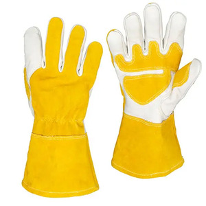 Leather Heavy Duty Welding <b>Gloves</b> Long Heat Resistant Industrial Work Safety <b>Gloves</b> for Men Use - Product Image 1