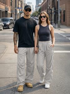 กางเกงพาราชูทขากว้างทรงหลวมสำหรับผู้ชาย มีจีบเข่า แห้งเร็ว น้ำหนักเบา ขายส่งจำนวนมาก - Product Image 6