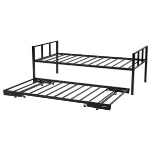 Struttura letto a giorno matrimoniale resistente con letto estraibile, piattaforma in metallo e doghe, con supporto Lombare e Vita - Product Image 6