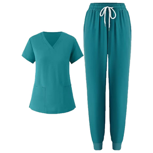 Women V Neck <b>Scrub</b> Top Polyester Hospital <b>Uniform</b> Blouse Short Sleeve medical clothing Women sporty - Product Image 3
