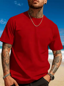 T-shirt basique d'été imprimé à manches courtes, col rond simple, coupe ajustée, haut polyvalent 100 % coton, séchage rapide, écologique, unisexe - Product Image 5