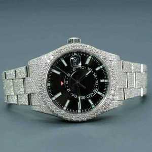 Infinity Prestige Moissanite Diamond Watch for Men Luxury Modern Quartz Style Obsidian Crown Moissanite Diamond Wrist Watch - Product Image 1