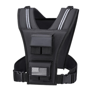 Hydration <b>Vest</b> With Adjustable Straps Durable Nylon Construction For Outdoor Activities Black With Usa Flag Patch - Product Image 1