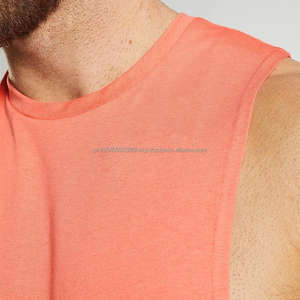 Débardeur de sport pour homme en gros, logo imprimé, coupe ajustée, respirant, col rond, uni, 100% polyester, tissu en maille, débardeur de sport pour homme - Product Image 4