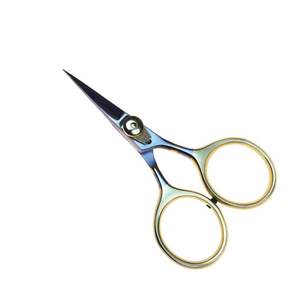 Tijeras ajustables de acero inoxidable para atado de moscas de pesca con anillos dorados, herramientas de belleza para uso en salón con tornillo ajustable - Product Image 1